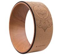 Navaris Ruota Yoga Wheel in Sughero Ø 33 cm - Cerchio Stretching Muscolare Spina Dorsale - Attrezzi Fitness Schiena - Supporto Resistente Fino a 150 kg - Color Legno