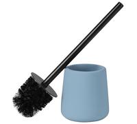 Navaris Scopino WC con Portascopino - Spazzolone Bagno - Scopettino Moderno - Scovolino in Gomma e Acciaio Inossidabile - Spazzola con Paraschizzi - Blu