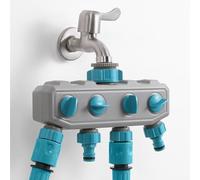 Navaris Sdoppiatore Rubinetto Giardino a 4 Vie - Attacco per Tubo Irrigazione Giardino - Splitter per Tubi da Giardinaggio - Connettore Tubo Acqua per Rubinetti da Esterno