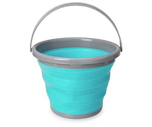 Navaris Secchio Pieghevole 10 Litri in Silicone - Secchiello Richiudibile 10l per Pulizie Bucato Campeggio Pesca - Secchio Portatile Acqua - Azzurro