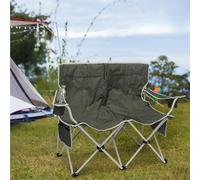 Navaris Sedia da Campeggio Pieghevole - Due Sedie Pieghevoli Portatili in Una - Spiaggina per il Mare - Poltrona da Pesca - Divano Portatile Seduta da Esterno per Camper - Verde