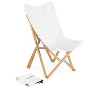 Navaris Sedia Pieghevole Portatile Legno Tela - Sedie Pieghevoli Campeggio Leggere - Sdraio Pieghevole Casa Giardino Balcone - Prendi Sole Esterno