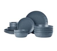 Servizio Piatti da 4 Persone - Set 16 Piatti Moderni Particolari Effetto Lino