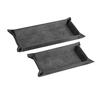 Set 2x Vassoi Svuotatasche in Similpelle Nera - Centrotavola Portaoggetti Svuota Tasche in Pelle Sintetica - Moderno Vassoio Portachiavi Ingresso