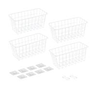 Navaris Set 4X Cestini Portaoggetti da Appendere - Cestino Pensile Cucina - Mensola Bagno Senza Foratura - Scaffale Sospeso Metallo - Cesta con Gancio Adesivo