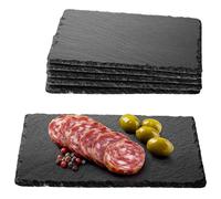 Navaris Set 6 Tovagliette Sottopiatti in Ardesia - 23 x 15 cm - Piatti Rettangolari Antigraffio e Antiscivolo - Piatti da Portata in Pietra Naturale - Vassoi e Decorazioni Tavola