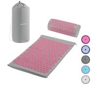 Navaris Set per Agopressione Tappetino e Cuscino - 1x Tappeto Svedese Chiodato con Borsa - Materassino e Cuscinetto Yantra Mat - Grigio/Rosa