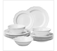 Navaris Set Piatti 18 Pezzi - Servizio Piatti Bianchi di Porcellana per 6 Persone - Eleganti Decorativi e Resistenti - Adatto a Lavastoviglie e Microonde - Bianco