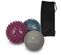 Navaris Sfere da massaggio 3 palline - Set 2x palle massaggianti a riccio 1x sfera Lacrosse - Automassaggio schiena gambe piedi Trigger Point