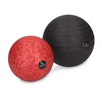 Navaris Sfere da Massaggio Corpo - Set 2x Palle Massaggianti Trigger Point Dolore Miofasciale - Palline Roller Ball Automassaggio 2 Misure - Rosso Nero