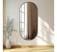 Navaris Specchio da Parete Moderno - Specchio Lungo Ovale Verticale o Orizzontale - per Bagno Camera da Letto Soggiorno e Ingresso - 108 x 50 cm - Decorativo con Cornice Nera