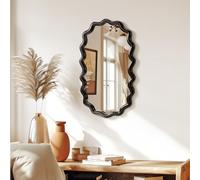 Navaris Specchio ondulato elegante ovale, decorazione da parete per corridoio, soggiorno, mantello e camera da letto, nero 50x30 cm