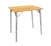 Navaris Tavolo da Campeggio Pieghevole 65x50cm - Tavolino Richiudibile in Legno di Bambù - Gambe Alluminio Altezza Regolabile 42-65cm - Camping Table