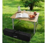 Navaris Tavolo da Campeggio Richiudibile - Tavolo Pieghevole in Bambù 80 x 65 cm - Tavolino per Pic Nic da Giardino e Terrazzo - Regolabile in Altezza - Facile da Trasportare