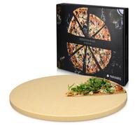 Navaris Pietra Refrattaria per Pizza XL e Ricettario - Cuocere nel Forno di Casa Pane Pizze - Teglia Tonda Ø30,5 cm Cordierite - Cottura Fino a 800°