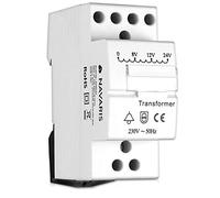 Navaris Trasformatore 220 24V - Trasformatore 12V AC per Campanello da 230V a 8/12/24V - Adatto a Guida DIN Standard - Input 220-240V 50Hz - Standby Power 1,15 W - 86 x 68 x 36 mm - Bianco