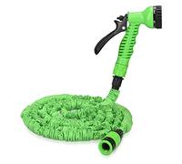 Navaris Tubo estensibile da giardino - 5-15m con pistola 7 funzioni getti acqua - per irrigazione giardino in gomma e tessuto con adattatore