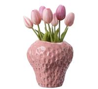 Navaris Vaso a Forma di Fragola - Vaso Rosa per Fiori Dolomite - Vasi Decorativi Interno Moderni - Arredamento Casa Moderno - 15 x 16 x 16 cm - Diametro Ø 8 cm