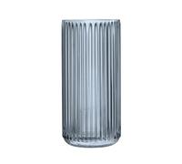 Navaris Vaso Vetro Trasparente - Vaso Alto da Interno a Coste - Minimal Decorativo Cilindrico - Lungo per Tulipani e Fiori Alti - Forma Originale - Ø 11,5 x 25 cm - Grigio Chiaro