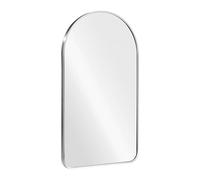 NavarisSpecchio da parete bombato con cornice - Decorativo 45 x 80 cm da appendere - Per bagno corridoio WC - Angoli arrotondati superiore - Argento
