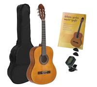 Navarra NV13PK Starter Set chitarra classica marrone 3/4, con Gig Bag/borsa, Libro con CD, Tuner,2 plettr