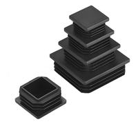 Navasen 10 tappi terminali per tubi, 25 x 25 mm, in plastica, quadrati, colore nero, inserti a costine, per tubi di mobili, sedie, divani, tavoli, mensole