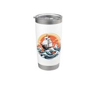 Nave a vela con grafica a vele spiegate Bicchiere termico in acciaio inox doppia parete