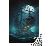 Nave a Vela Misteriosa Puzzle per Adulti Puzzle 1000 Pezzi Gioco di Puzzle 1000 Pezzi Scena Notturna sull’Oceano Famiglia Decorazione Relax Regalo 70x50cm/1000pcs