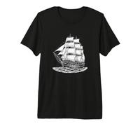 Nave a Vela retrò, Design Nautico, Marinaio, Fan Marittimo Maglietta Premium