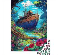 Nave Abbandonata Puzzle 1000 Pezzi Gioco di Puzzle 1000 Pezzi Carta Scena Bosco per Adulti Relax Casa Regalo 52x38cm/1000pcs