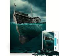 Nave affondata sott'acqua, puzzle da 1000 pezzi per adulti, regalo, gioco di logica fine, svago leggero, bordi puliti, regalo delizioso 38x52cm