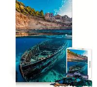 Nave affondata ﹨u Città costiera Puzzle da 1000 pezzi Puzzle per adulti Regalo Gioco di abilità mentale Divertimento tranquillo Design Assemblaggio 38x52cm