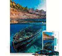 Nave affondata ﹨u Puzzle di città costiera per adolescenti 1000 pezzi Gioco di esercizi mentali Attività domestica Taglio di precisione Decorazione murale 38x26cm
