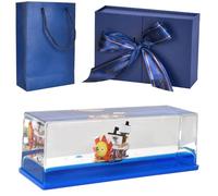 Nave da Crociera Fluid Drift Bottiglia con Base Luminosa, Acrilico Titanic Cruise Ship Fluid Drift Bottle, Non Affondare Mai La Della Nave A Deriva Fluid, Sollievo dello Stress, per Decorazione (A)