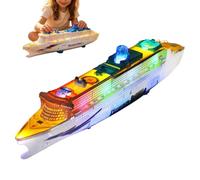 Nave da crociera musicale a doppio livello con illuminazione per bambini | Modellino transatlantico interattivo con ruote per il salotto e le feste di compleanno