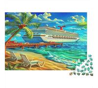 Nave da Crociera Puzzle 1000 Pezzi Carta Adulto Scenario Spiaggia Gioco di Puzzle 1000 Pezzi Relax Arredo Casa Regalo 52x38cm/1000pcs