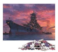 Nave da guerra al tramonto - 1 puzzle da 1000 pezzi per adulti e adolescenti dai 12 anni in su, regali per la vigilia di Natale, 1000 pezzi (75x50 cm)