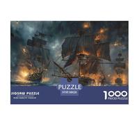 Nave da Guerra Battaglia Navale Puzzle 1000 Pezzi per Adulti Gioco di Puzzle Cartaceo Scena del Fuoco Relax Decorazione Casa 38x26cm/1000pcs