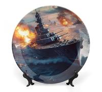 Nave da guerra dell'aereo del jet militare stampato della porcellana dell'osso piatto decorativo della piastra decorativa in ceramica con il banco di mostra per la decorazione della parete domestica