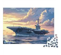 Nave da guerra Jigsaw Puzzle Impossible 1000 Pezzi tramonto oceano Decorazione Per La Casa. Rilassamento E Intelligence Per Adulti E Ragazzi Da 14 Anni 1000pcs (75x50cm)