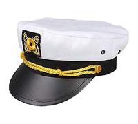 Nave da marinaio, yacht barca, capitano, cappello blu marino, ammiraglio, in oro bianco, capitano, yacht marinaio, cappello Snapback regolabile, accessorio per costume navy, bello e intelligente.