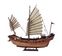Nave Decorativa Modello Barca Vela Scultura Legno Miniatura Nautica con Struttura Solida Equilibrio Sicuro E Dettagli Delle Materiale Legno E Tessuto, 45 Cm, Stile Classico Ming E Qing