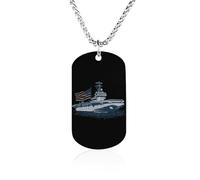 Nave degli Stati Uniti Navale Barca con Bandiera Americana Memorial Collana Titanio Acciaio Rettangolo Tag Catena Ciondolo Gioielli Regalo