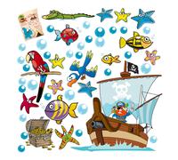 Nave dei pirati pesci pappagallo adesivi murali cameretta wal sticker 30 PZ.