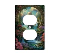 Nave Duplex Outlet Covers Piastra da parete, Natura Romantica Cascata Fiori Estate Verde Plastica Dimensioni Standard Doppia Presa di Alimentazione Piastra di Copertura per Casa Soggiorno Nuovo