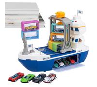 Nave giocattolo per bambini 6 container e auto da corsa inclusi | Nave Da Trasporto Con Gru A Portale Per Feste, Riunioni Scolastiche, Soggiorno, Asilo Infantile, Bambini E Bambine