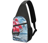 Nave nell'oceano Borsa a tracolla per zaino a tracolla con pittura a olio Borsa a tracolla leggera con una tracolla Zaino da escursionismo da viaggio