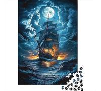 Nave pirata illuminata dalla luna Puzzle Da 1000 Pezzi Per Amanti, Cartone Spesso, Decorazione Murale Domestica, Regalo Di Compleanno, Gioco Cerebrale 70x50cm/1000pcs