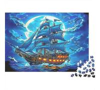 Nave pirata Moonlight Puzzle 1000 Pezzi In cartone Resistente,Un Tangram Per Giochi Di Puzzle Per Lo Sviluppo Cognitivo,Ideale Per Attività Fuzzle Post-scuola,Il Puzzle Più Venduto 70x50cm/1000pcs