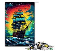 Nave pirata oscura da 1000 pezzi di Splatters Un sacco di puzzle spessi e colorati regali per adulti lista dei desideri di Natale con Babbo Natale per adolescenti dai 14 anni in su 75x50 cm